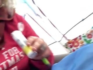 'Milkymama camping in tent dumping & frolicking with milk turgid tits'